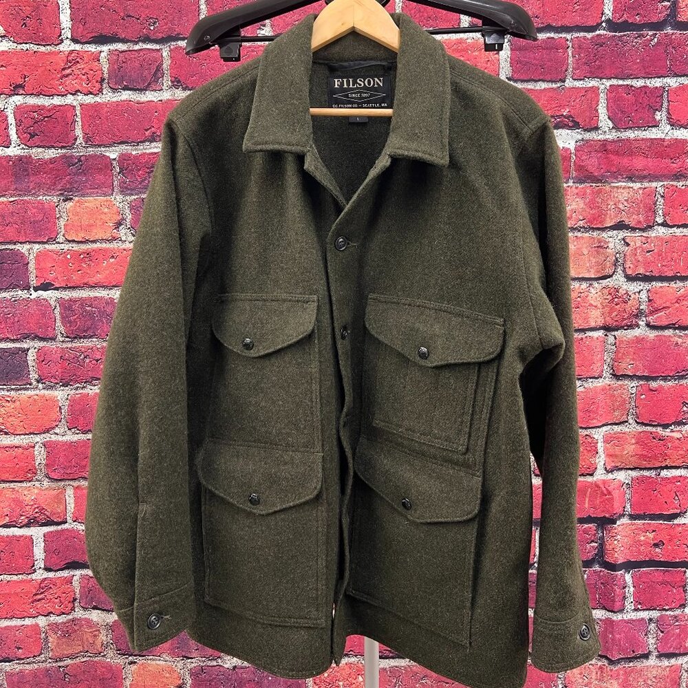 Filson Mackinaw Wool Cruiser, Forrest Green, Large  - Made in USA